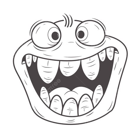 Desenho De Personagem Animado Esbo O Dentes Abertos Vetor Png