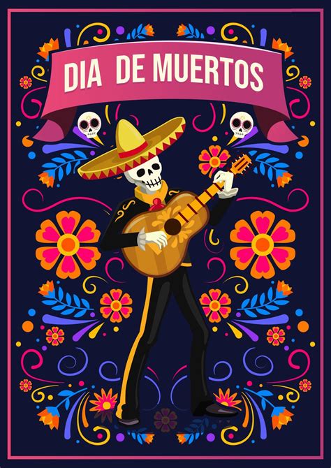 Dia De Los Muertos Day Of The Dead Or Halloween Greeting Card Banner