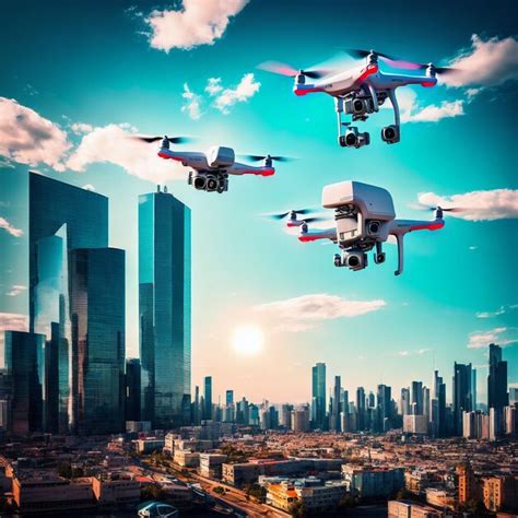 Premium Ai Image Surveillance Drone With Video Camera And Future City