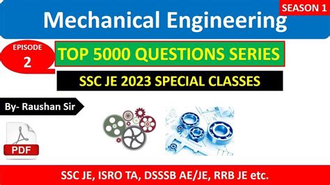 Episode 2 S1 Top 5000 Questions Of Mechanical Engineering For Ssc Je