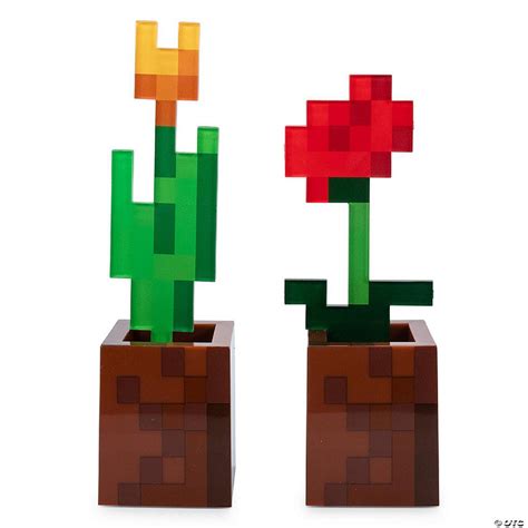 Minecraft Orange Tulip And Poppy Flower Pot Mood Lights Set Of 2 Oriental Trading