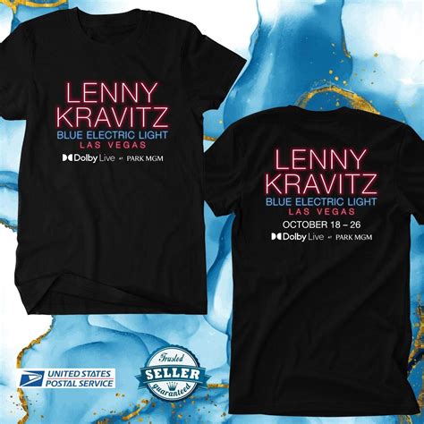 Tshirt Lenny Kravitz Blue Electric Light Las Vegas Tour Tshirt