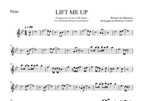 Lift Me Up Arr Zachary Corbett By Rihanna Sheet Music For Flute Solo At Sheet Music Direct