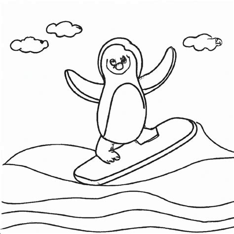 Surfando Os Pinguins Desenhos Para Imprimir E Colorir