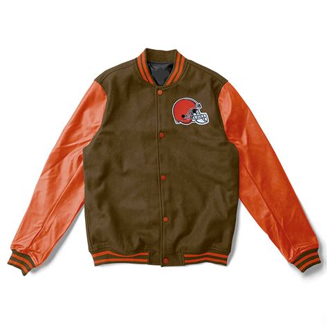 Full Snap Cleveland Browns Black And Orange Varsity Jacket Jackets