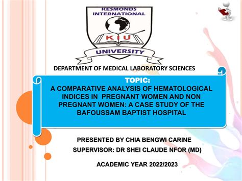 A Comparative Analysis Of Hematological Indices In Pregnant Women And Non Pregnant Women Pptx