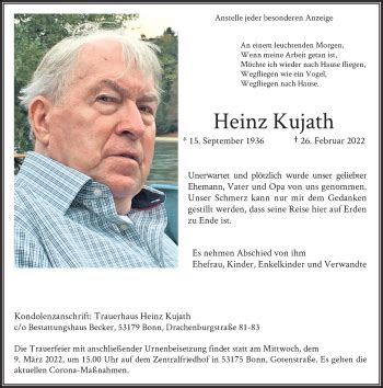 Traueranzeigen Von Heinz Kujath GA Trauer De