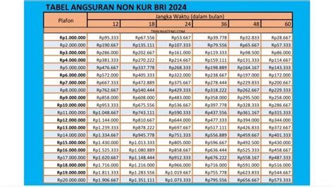 Tabel Pinjaman BRI 2023 KUR Dan NON KUR Per 23 Agustus 2023