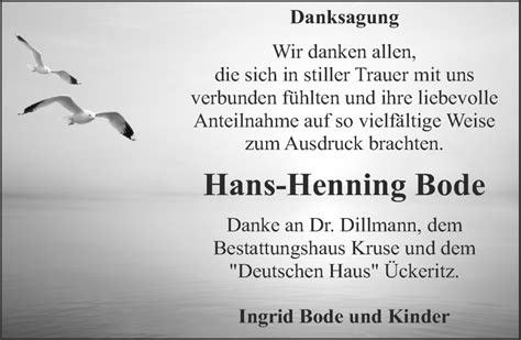 Traueranzeigen Von Hans Henning Bode Trauer Anzeigen De