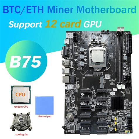 Placa base de minería BTC AU42 B75 12 GPU CPU aleatoria ventilador