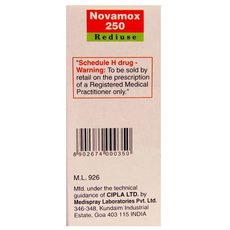 Novamox 250 Rediuse Oral Suspension 60 Ml Price Uses Side Effects