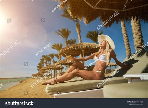 Sexy Woman Wearing Bikini Sitting On Stock Photo Shutterstock