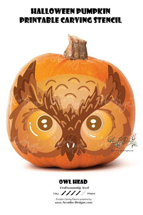 Easy Owl Pumpkin Carving Stencils