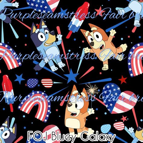 Foj Bluey Galaxy Purpleseamstress Fabric