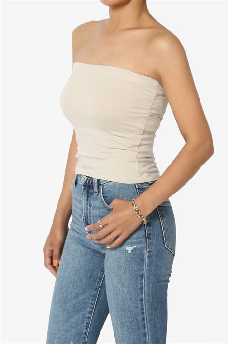 Women S Built In Shelf Bra No Slip Cotton Cropped Tube Top With Side