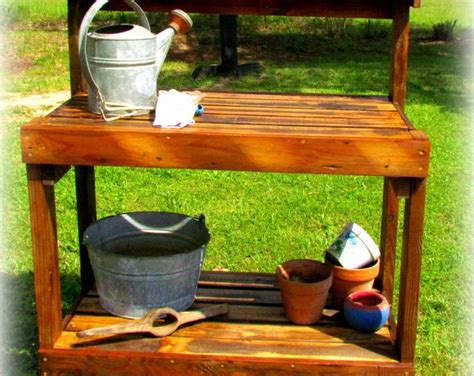 Shabby Chic Upcycled Potting Bench With Upcycled Hardware Etsy