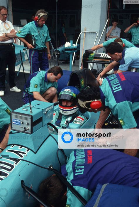 Ivan Capelli Leyton House CG911 Ilmor Consults A Monitor While