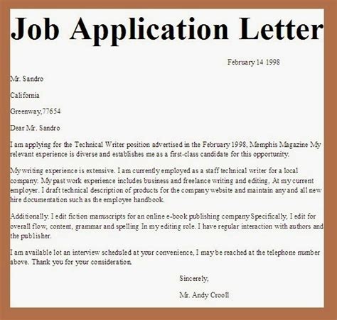 Letter Of Application For Job Class 12 Bio Data For Job Application