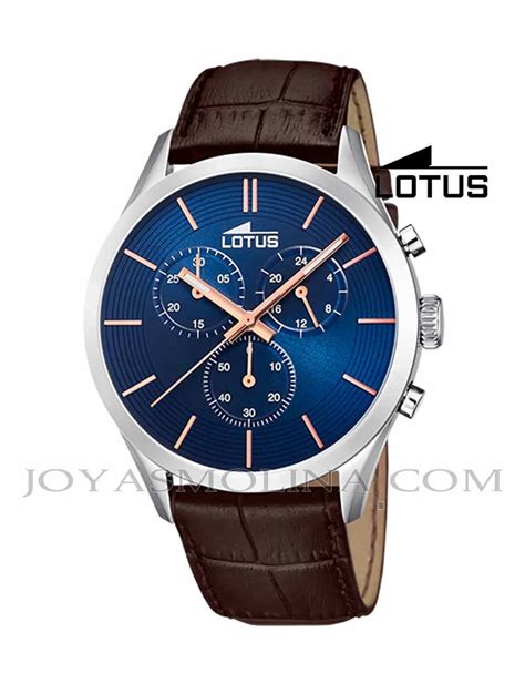 Reloj Lotus hombre correa marrón esfera azul