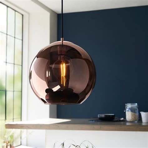 Modern Copper Mirrored Glass Globe Ceiling Light Stillorgan Decor