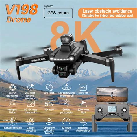 Dron Profesional V198 MAX PRO Con GPS 8K C Mara HD 5G WIFI FPV Cuadric