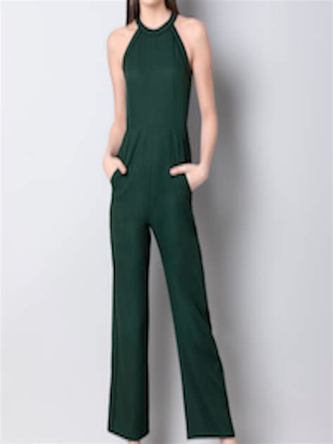 Buy FabAlley Women Green Solid Basic Jumpsuit Jumpsuit For Women