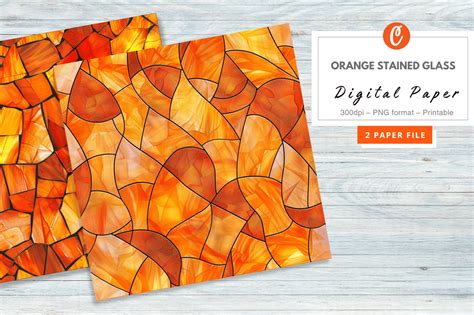 Orange Stained Glass Digital Paper Graphic By Allisonsuns Creative