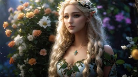 Premium AI Image A Fairy Tale Come True A Blonde Woman In A Leaf