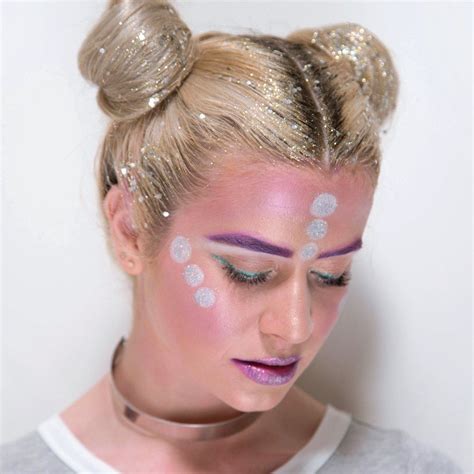 DIY Glitter Roots Alien Space Buns Halloween Tutorial Alien