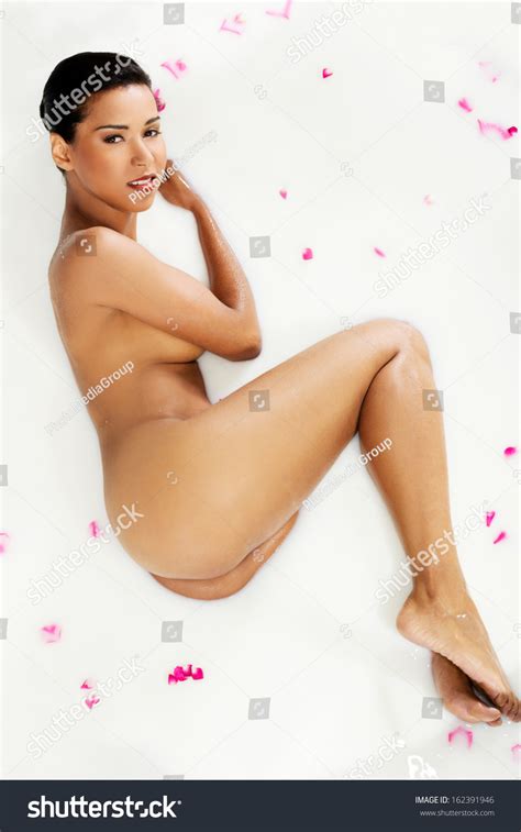 Attractive Naked Woman Lying Milk Bath Stock Photo Shutterstock