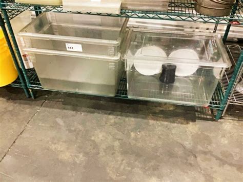 Lot 592 - LARGE PLASTIC STORAGE TUBS | Vision Equipment