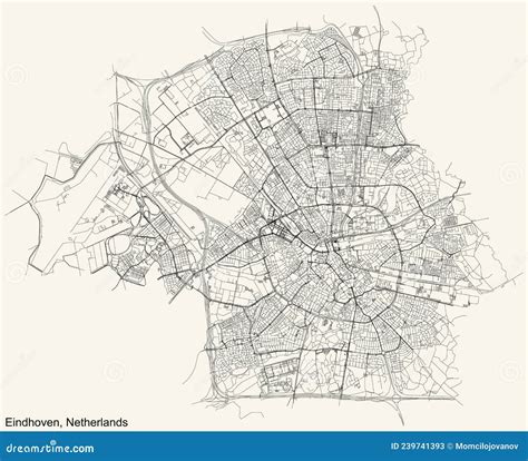 Eindhoven Map Detailed Black Map Of Eindhoven City Poster With Streets