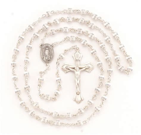 Straight Corrugated Sterling Silver Rosary Rosary Beads Hmh Religious