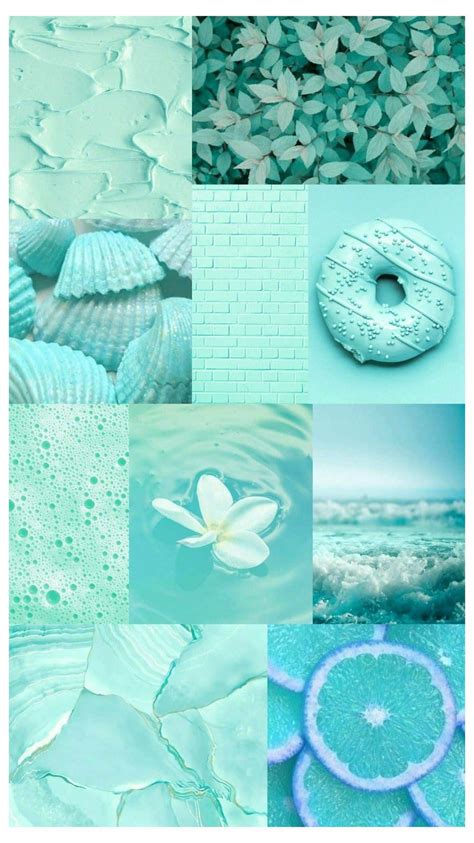 Download Blue Green Aesthetic Collage Donut Lemon Slice Wallpaper | Wallpapers.com