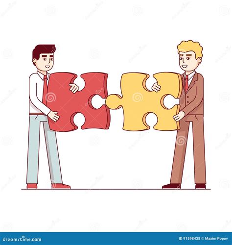 Business Men Gathering Together Puzzle Pieces Stock Vector