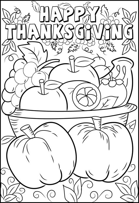 Thanksgiving Coloring Pages For Kids Etsy