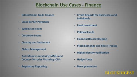 Blockchain Use Cases — Financial Services — Part 2 Blockdigest Medium