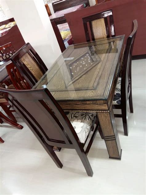 Seater Glass Top Wooden Dining Table Set At Rs Set Wooden