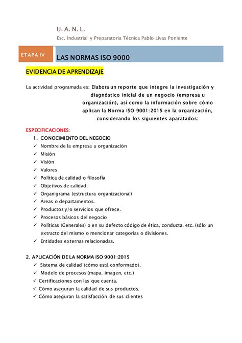 Etapa Iv Evidencia De Aprendizaje Calidad Pdf