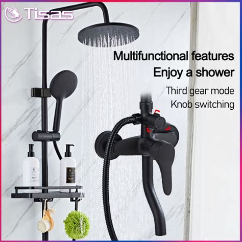 Tisas Stainless Steel In Brass Body Shower Set For Bathroom Hot And Cold Shower Set With