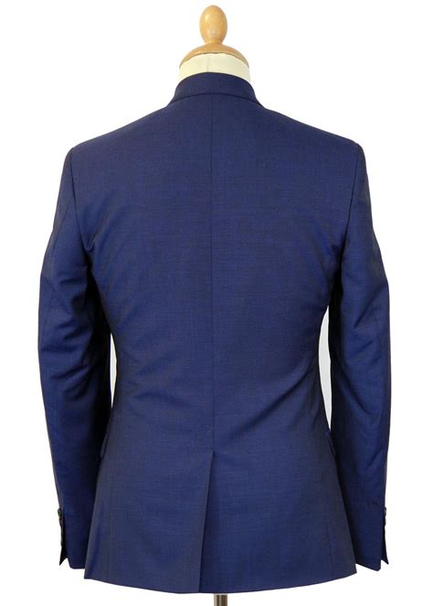 Ben Sherman Tailoring S Mod Button Tonic Blazer Jacket Blue