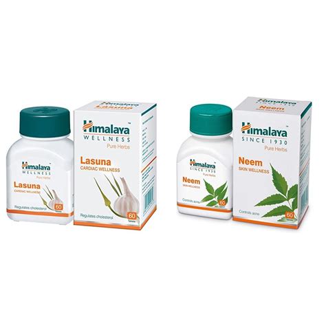 Buy Himalaya Wellness Pure Herbs Lasuna Cardiac Wellness 60 Tablet And Himalaya Wellness Neem