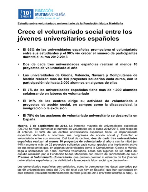 Estudio del Voluntariado en Universidades españolas