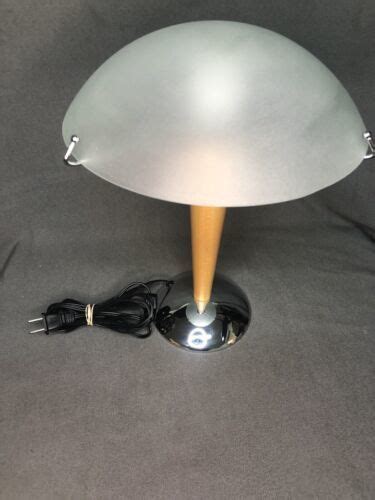 Vintage Ikea Kvintol Art Deco Style Frosted Glass Beech Mushroom Table