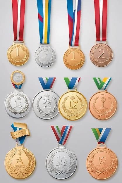 Conjunto De Medalhas De Ouro Prata E Bronze E Medalhas Ol Mpicas