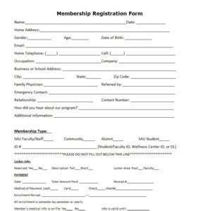 Fillable Online Web Saumag Membership Registration Form Southern