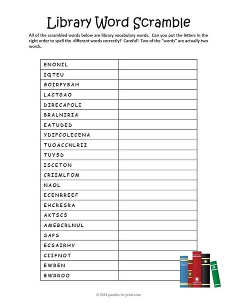 Word Scramble Free Printable With Answers