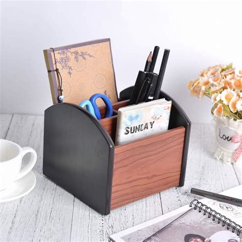 Buy Bivisen Wood Remote Control Holder Wooden Desk Organizer