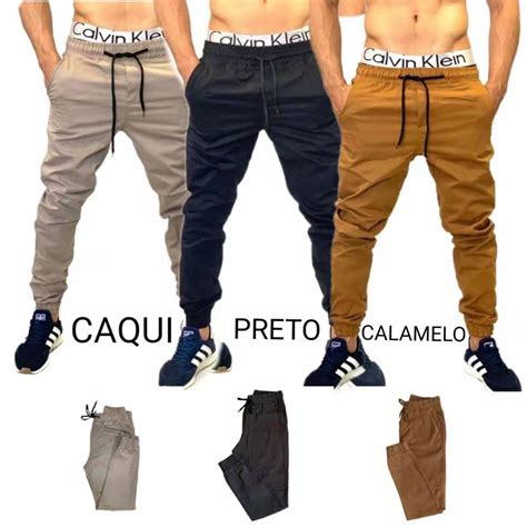 kit 3 Calça Jogger 220 combinações Masculina Varias Cores preta