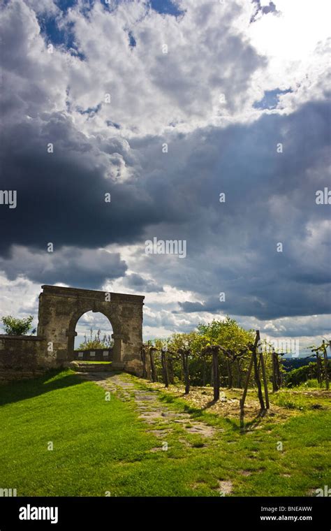 Castle Gate And Storm Clouds Stock Photo Alamy